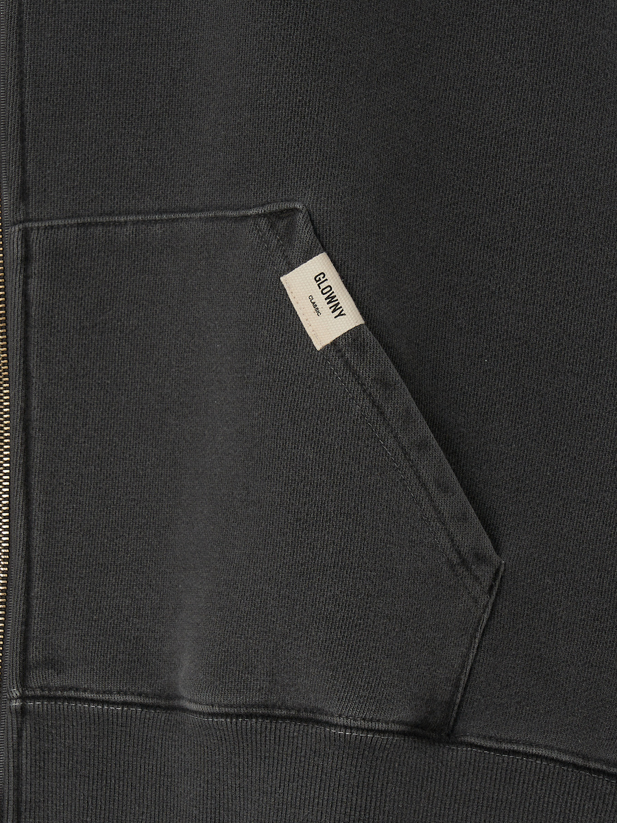 MUSINSA | GLOWNY G CLASSIC WASHED BOXY ZIP UP (CHARCOAL)