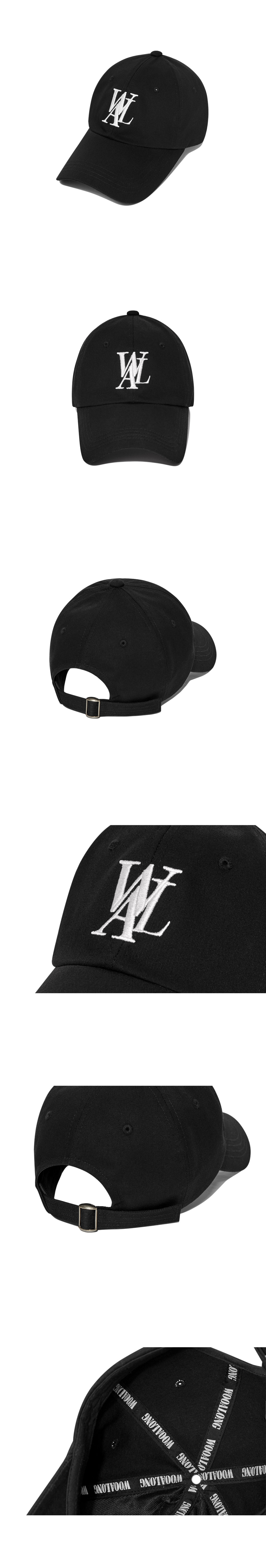 MUSINSA公式 | WOOALONG Deep signature logo ball cap_BLACK