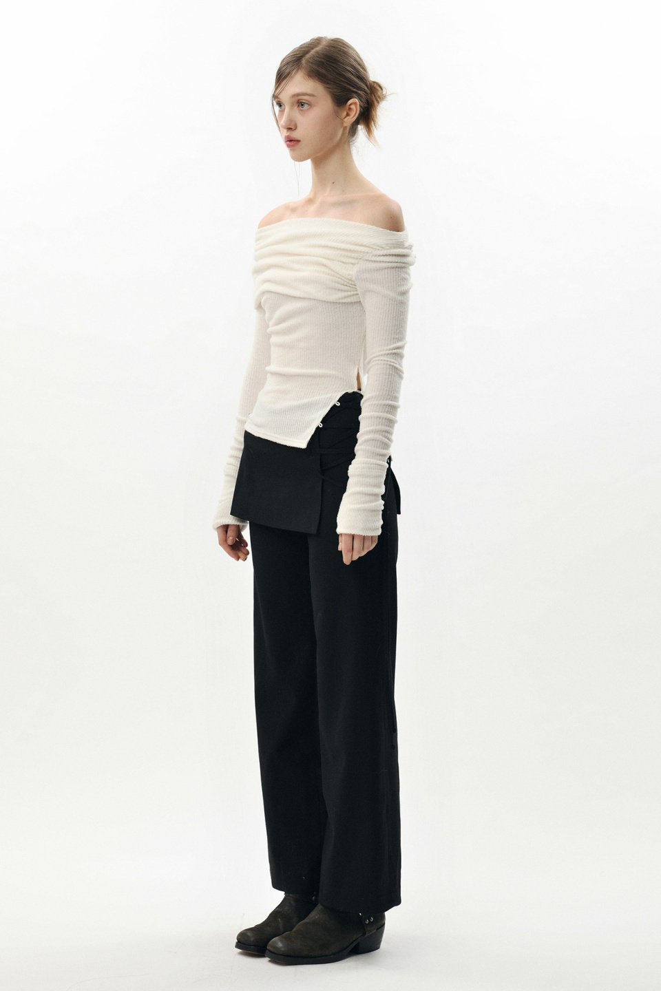 MUSINSA | PAINORPLEASURE REI SKIRT PANTS black