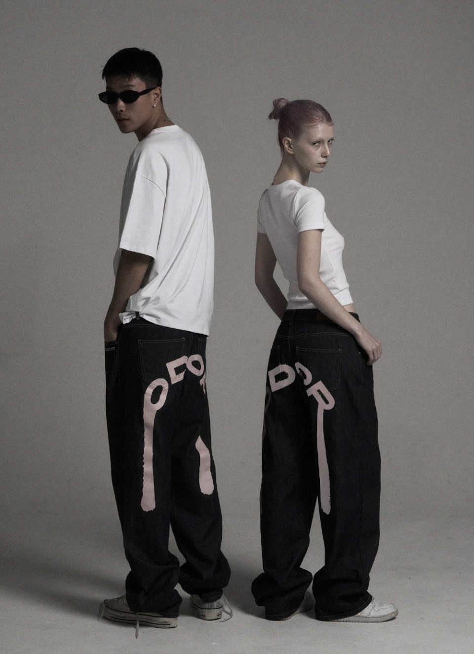 MUSINSA | ODOR Logo drop denim in pink