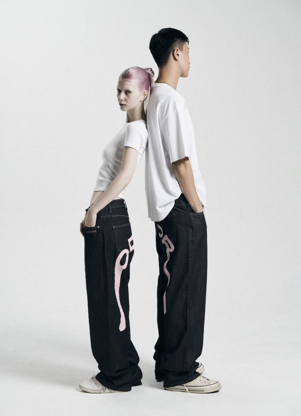 MUSINSA | ODOR Logo drop denim in pink