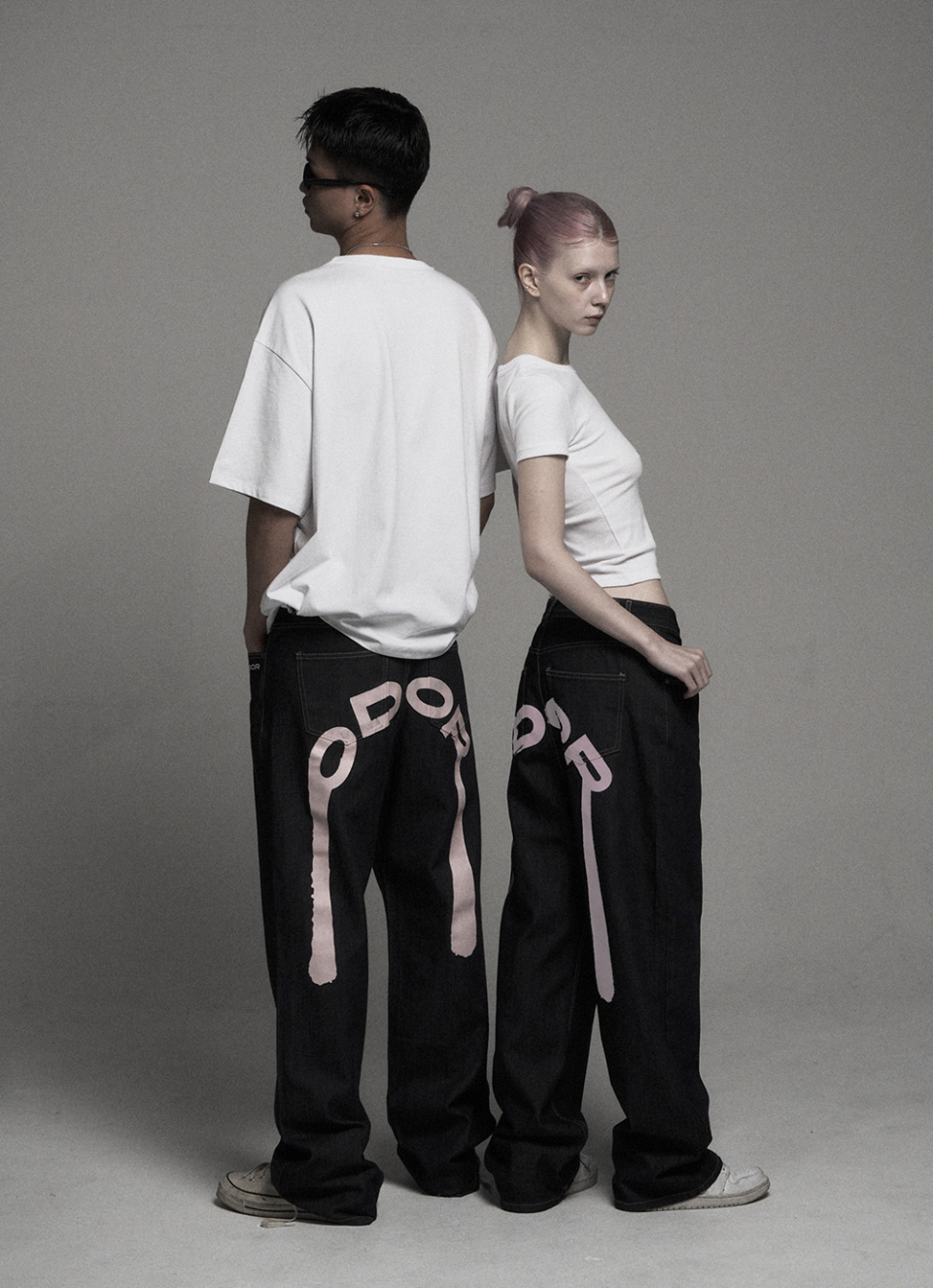 ★ODOR★ Logo drop denim in pink P0000FNJ ODOR] Logo drop denim in pink