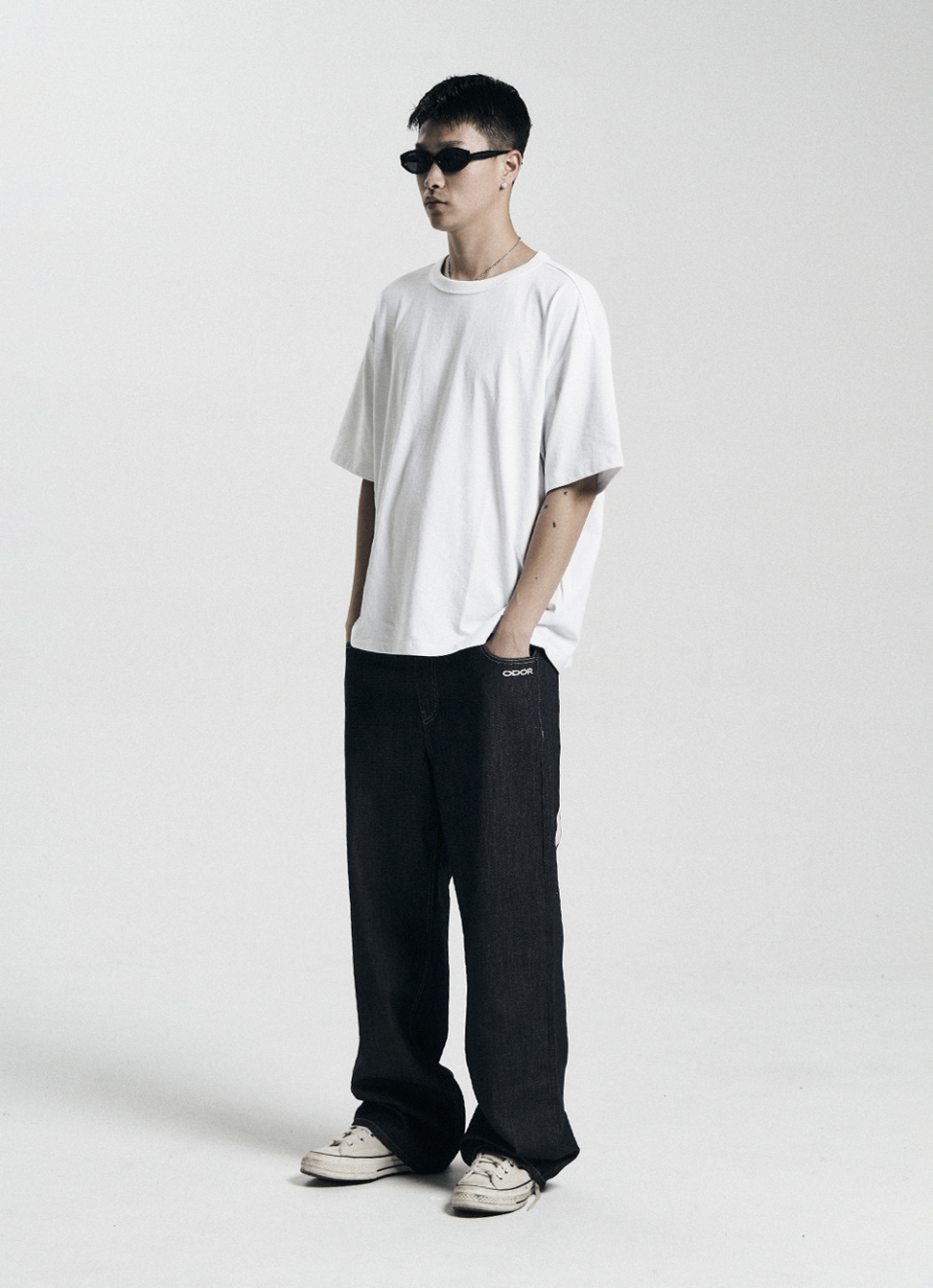 ★ODOR★ Logo drop denim in pink P0000FNJ ODOR] Logo drop denim in pink