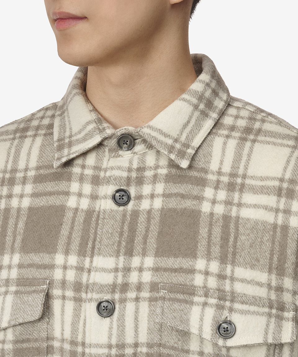 ★★AMI PARIS★★ Oversized Wool Check Shirt Beige UJK226WV0 AMI PARIS Oversized Wool Check Shirt Beige UJK226WV0 5 Ami