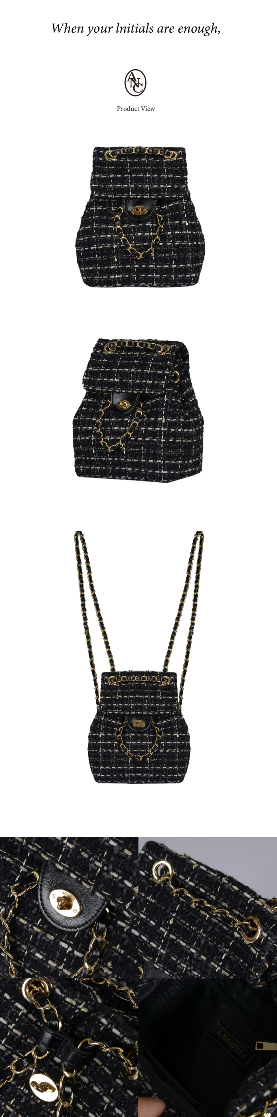 ★ANOETIC★ ANC TWEED CLASSIC BACKPACKIVORY m1037_1103961 Designer fashion, Seoul-fully created | W Concept