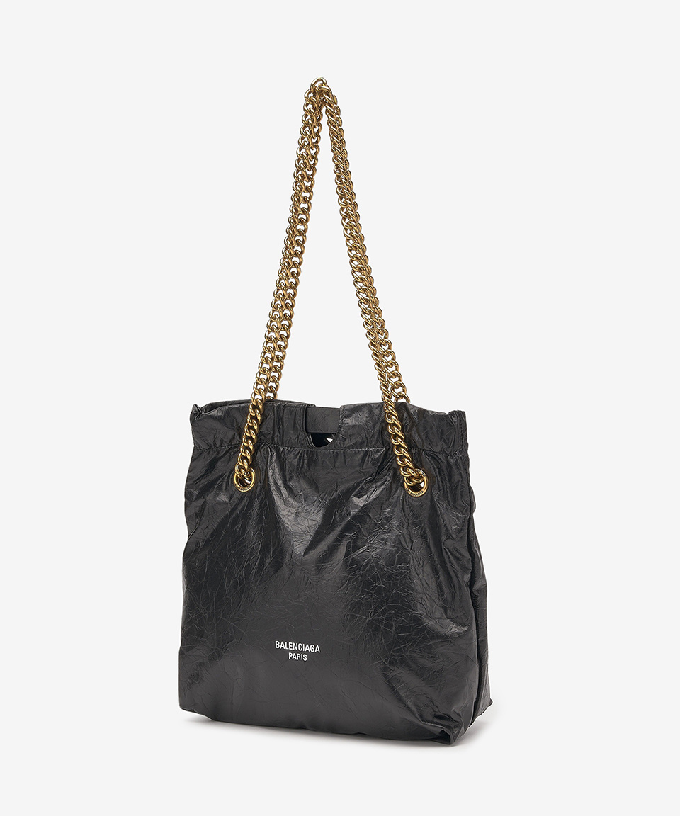 BALENCIAGA クラッシュショルタハック 716351210J0 7636 Women's Crush Chain Bag Small in Black | Balenciaga US