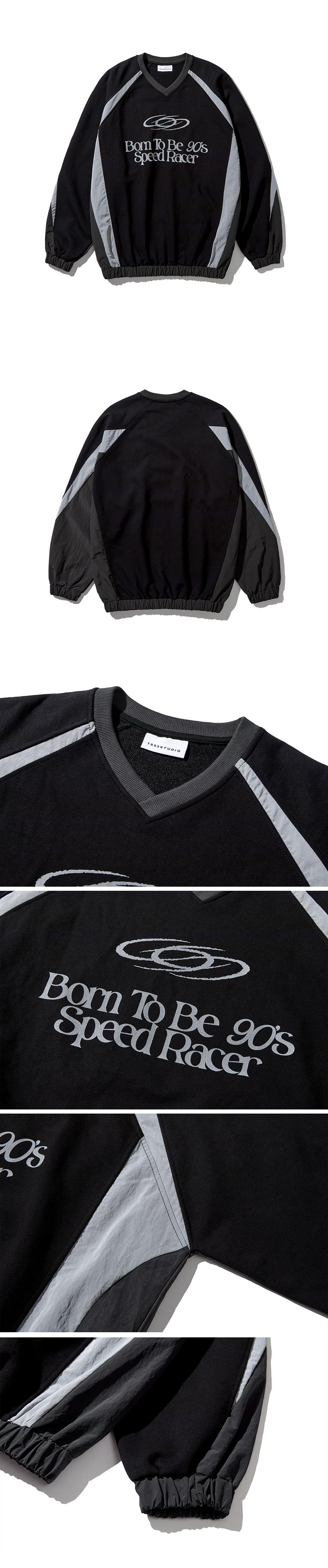 MUSINSA | 1993STUDIO Speed Racer Reglan Sweatshirt_Black