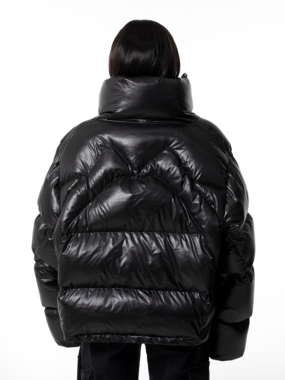 MUSINSA | L.E.E.Y EMBROIDERED OVERSIZE PUFFER JACKET BLACK