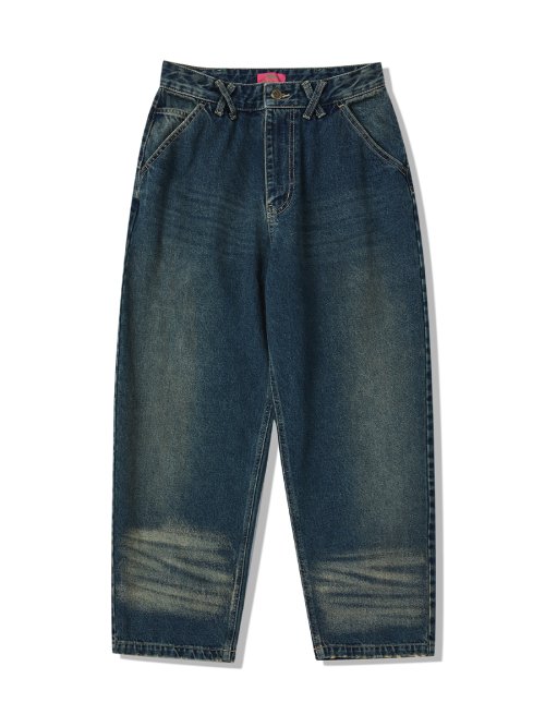 CAT WASHED DENIM PANTS MID BLUE