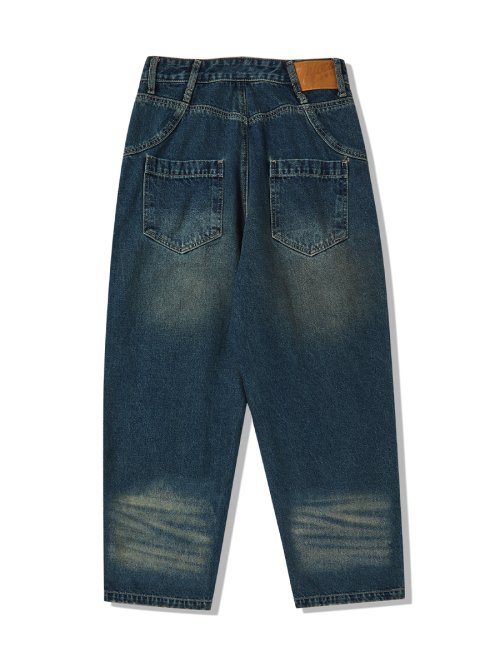 CAT WASHED DENIM PANTS MID BLUE