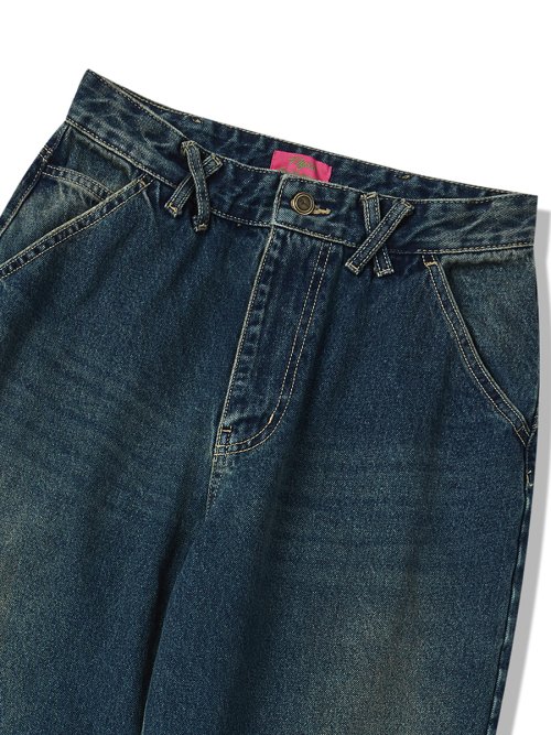 CAT WASHED DENIM PANTS MID BLUE