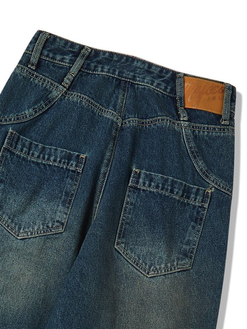 CAT WASHED DENIM PANTS MID BLUE
