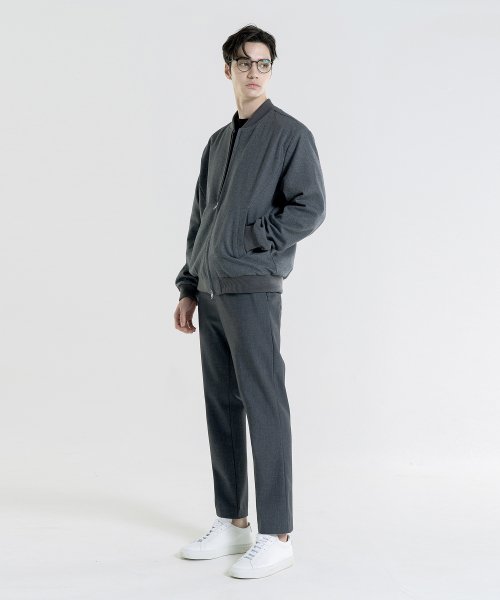 울 블렌드 블루종 자켓 그레이