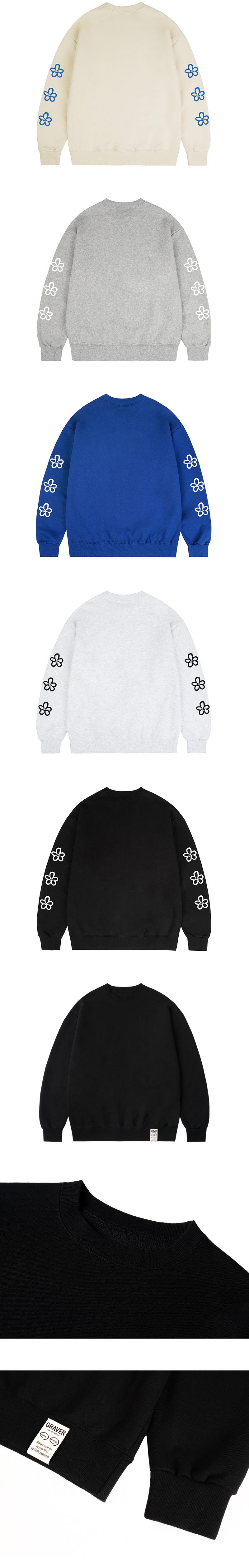 【GRAVER】23FW★ Elbow 3 Line Flower Sweatshirt UNISEX]Elbow 3 line flower sweatshirt - GRAVER | 60% - Asian