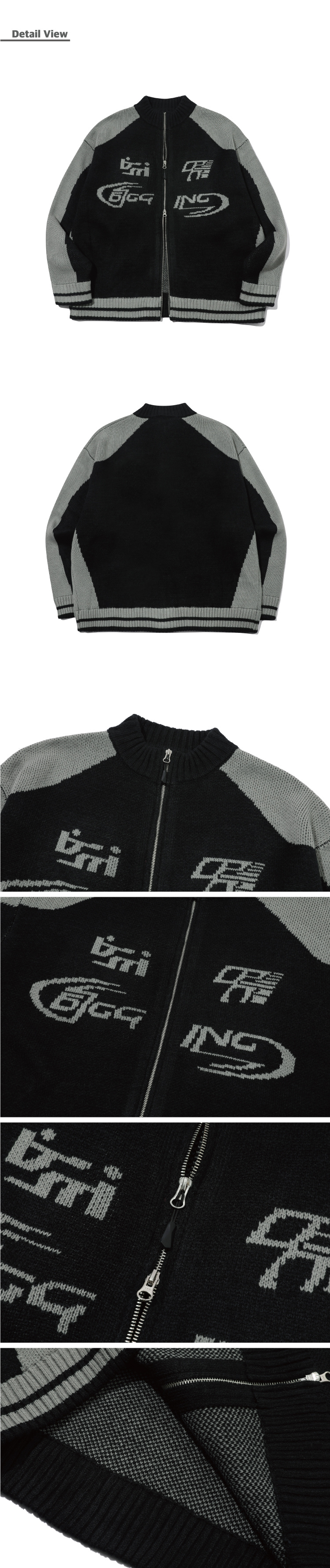 [CPGN STUDIO ]★[2-WAY] Curved block knit zip-up CPGN STUDIO) [2-WAY] Curved Block Knit Zip-Up Black