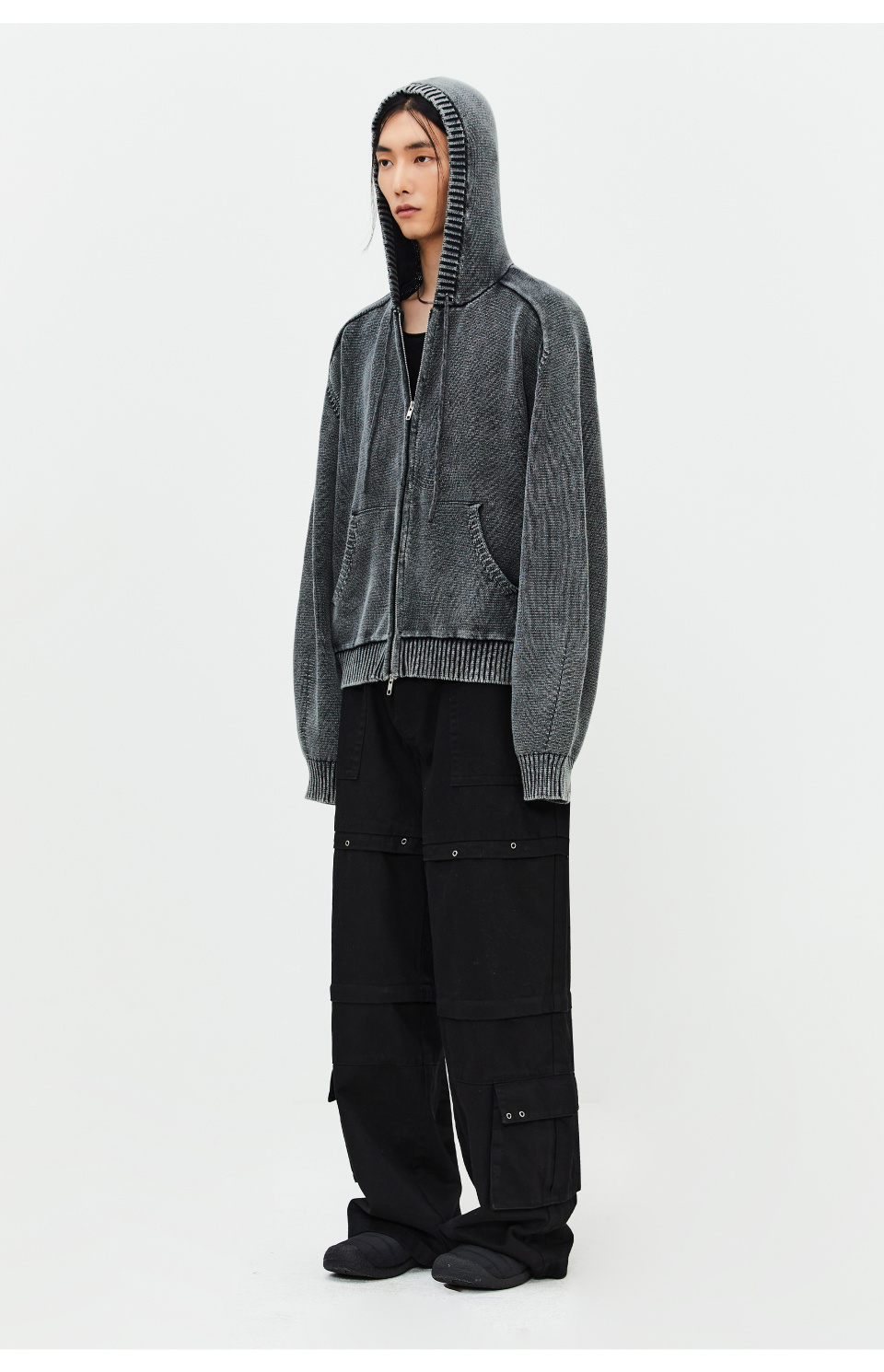 MUSINSA公式 | LMOOD Piece Dyed Hoodie Knit Zip-Up (2 COLOR)