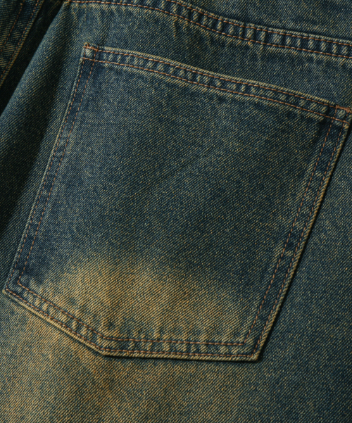 ASI ESSENTIAL ONE-TUCK WIDE DENIM PANTS_YELLOW WASHING