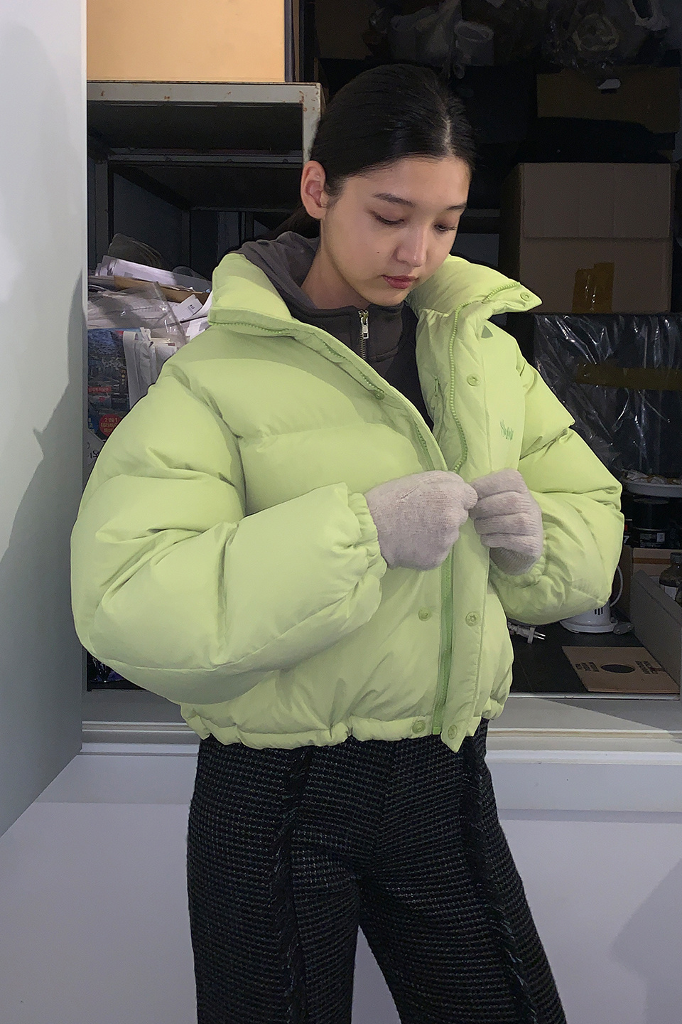 MUSINSA | SINOON PUFFER DOWN JACKET (GREEN)