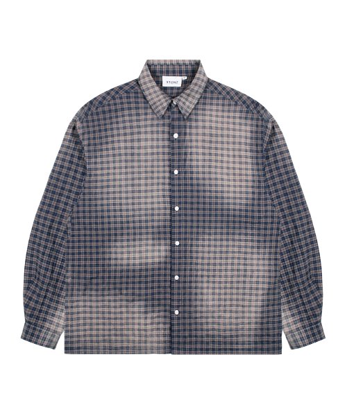 XTS029 하브 워싱 빈티지 체크 셔츠 (NAVY)