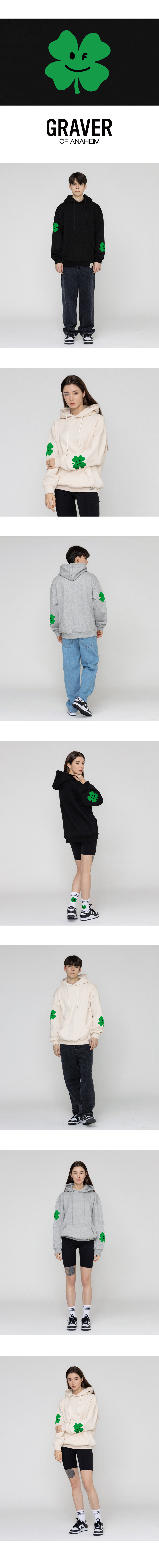 【GRAVER】23FW★ Multi Clover Smile Drawing Hoodie Designer fashion, Seoul-fully created | W Concept