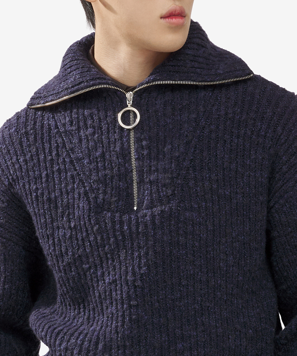 ★★AMI PARIS★★ Half Zip Knit Navy UKS633KN0022430 UKS633K MUSINSA | AMI Half Zip Knit - Navy / UKS633KN0022430