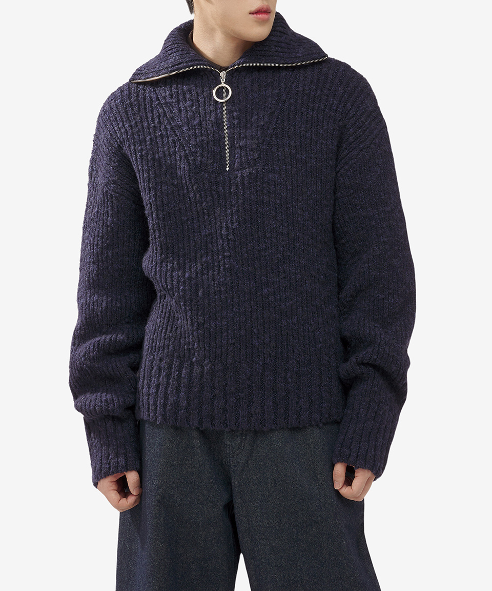 ★★AMI PARIS★★ Half Zip Knit Navy UKS633KN0022430 UKS633K MUSINSA | AMI Half Zip Knit - Navy / UKS633KN0022430