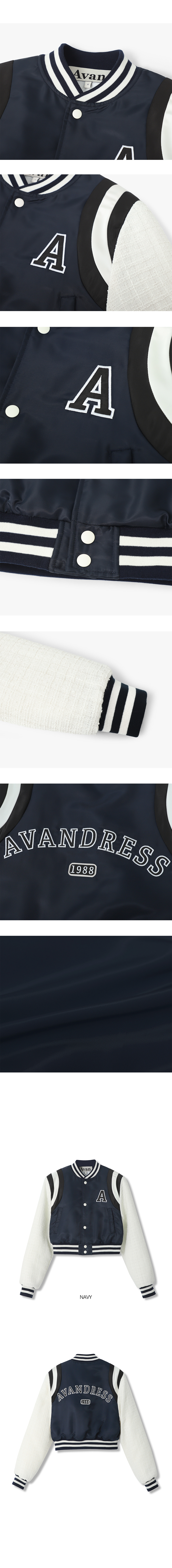 [AVANDRESS] 24S/S★Atlantis Marine Crop Varsity Jacket NAVY Designer fashion, Seoul-fully created | W Concept