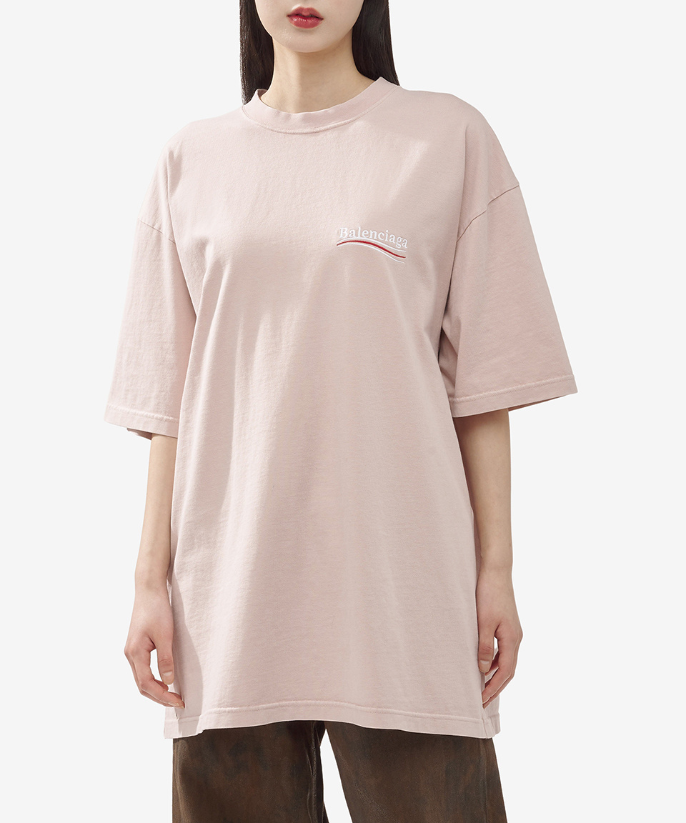 MUSINSA | BALENCIAGA Political Wave Logo T-Shirt - Pink
