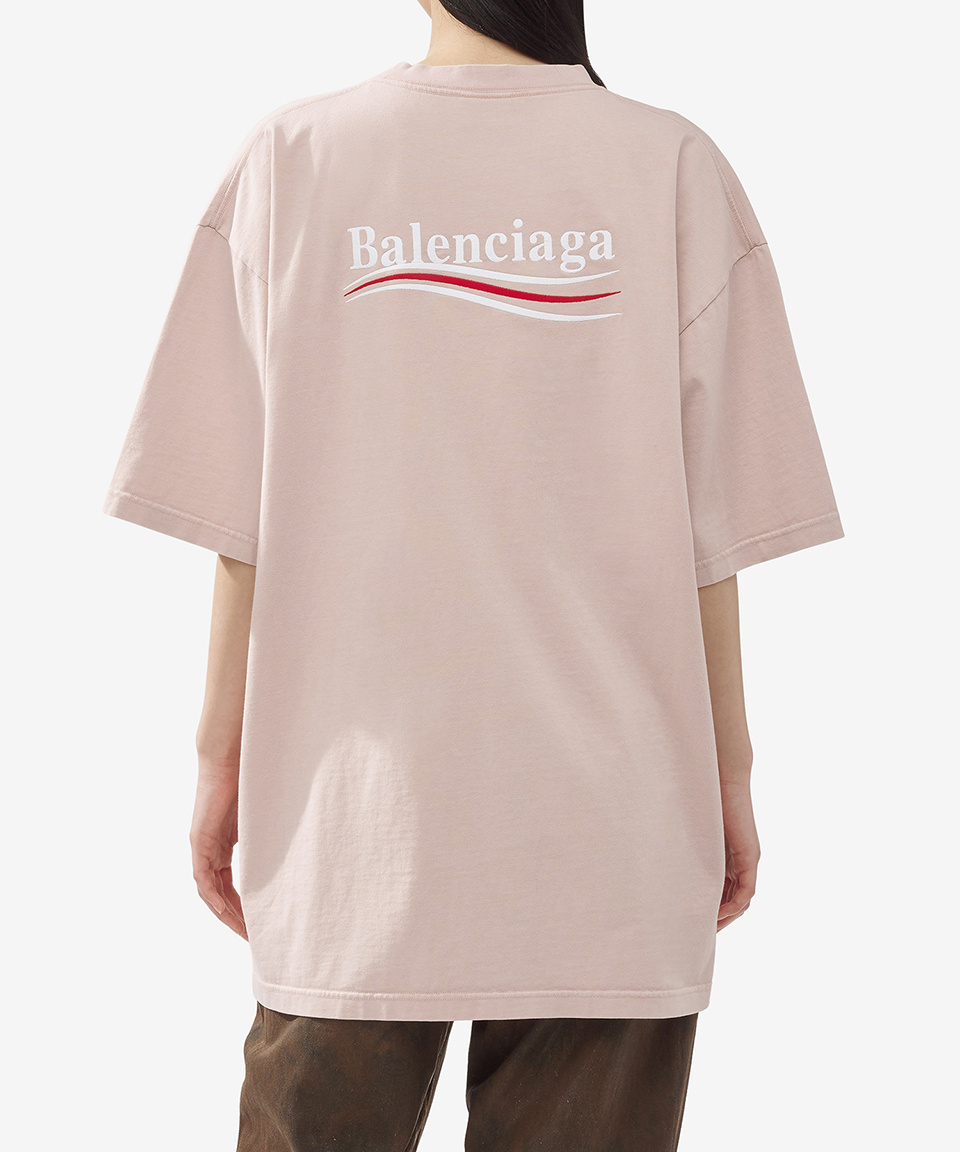 ★BALENCIAGA★ Political Wave Logo T-Shirt Pink 641655TKVJ11 MUSINSA | BALENCIAGA Political Wave Logo T-Shirt - Pink