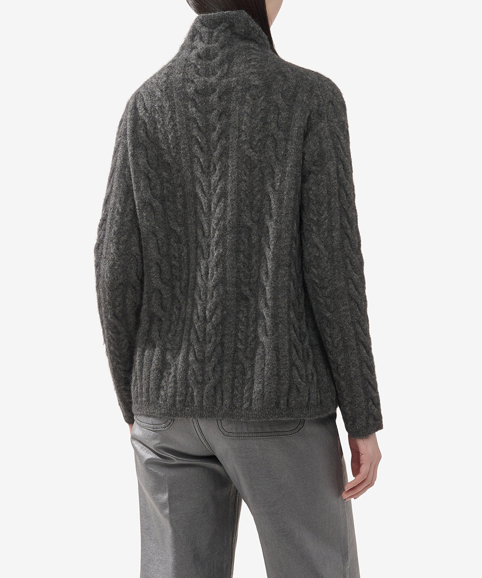 Tシャツ・カットソー S Max Mara La Polle High Neck Wool Cable Knit Charcoal 93660 MUSINSA | S MAX MARA La Polle High Neck Wool Cable Knit