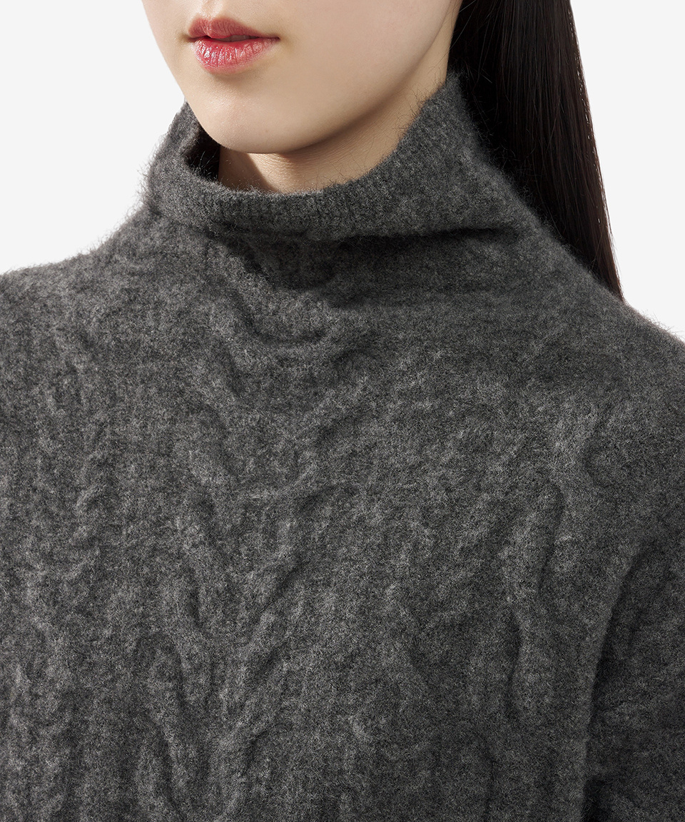 Tシャツ・カットソー S Max Mara La Polle High Neck Wool Cable Knit Charcoal 93660 MUSINSA | S MAX MARA La Polle High Neck Wool Cable Knit