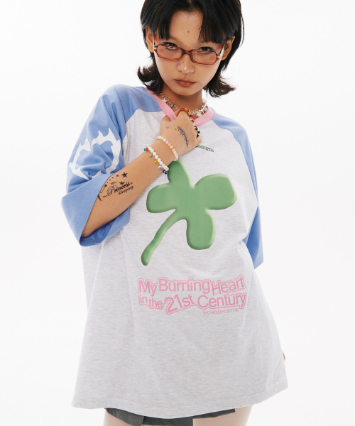 Clover Overfit Raglan T-shirt [Light Grey]
