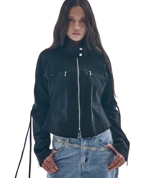 데미지 빈티지 워싱 스트링 라인 코튼 집업 자켓 _2COLOR