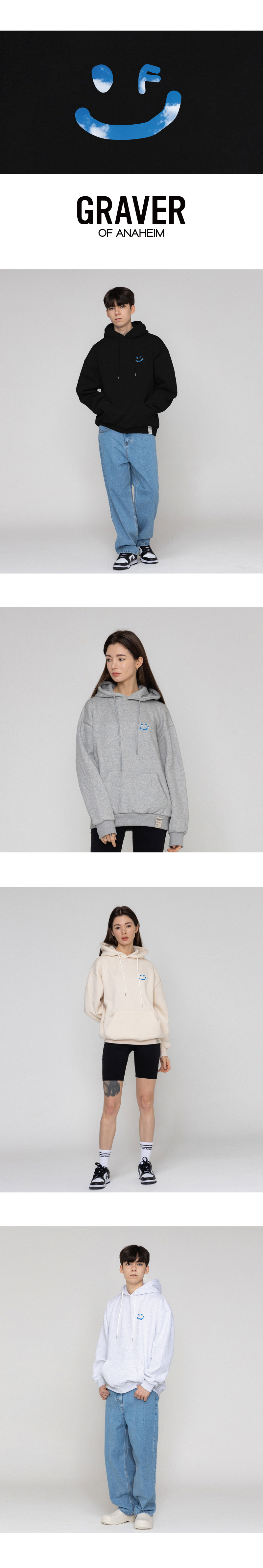 【GRAVER】24SS★ SKY Cloud Drawing Smile Hoodie UNISEX] SKY Cloud Drawing Smile Hoodie - GRAVER | 60