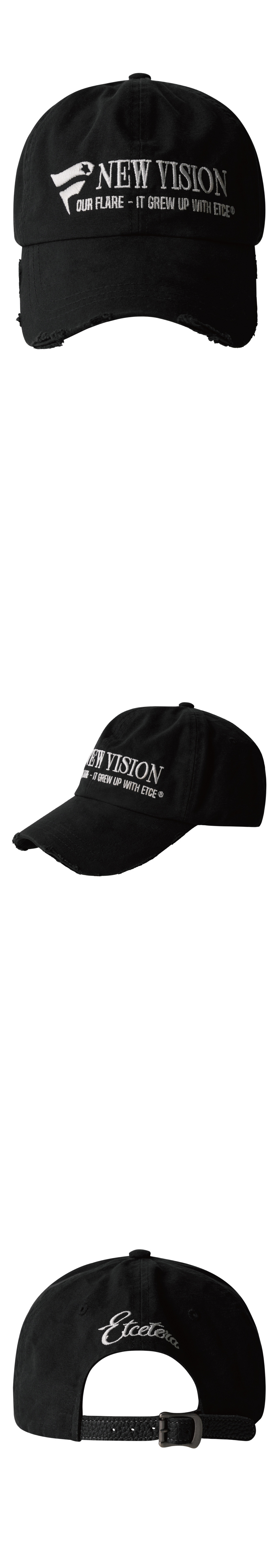 NEW VISION DESTROYED WASHED CAP (BLACK) 상세 이미지 2