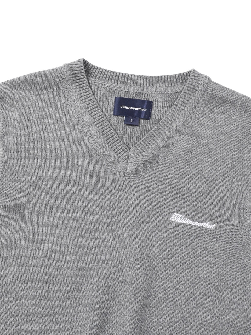 MUSINSA | thisisneverthat® Script Logo Knit Vest Gray