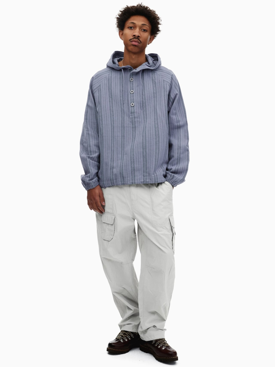 MUSINSA | thisisneverthat® Stripe Jacquard Hoodie Purple Gray