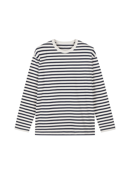 Heavy Cotton Oversized Striped Long-Sleeve Tee_MSE5TS1902