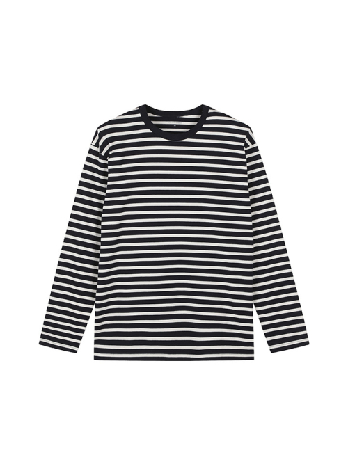 Heavy Cotton Oversized Striped Long-Sleeve Tee_MSE5TS1902