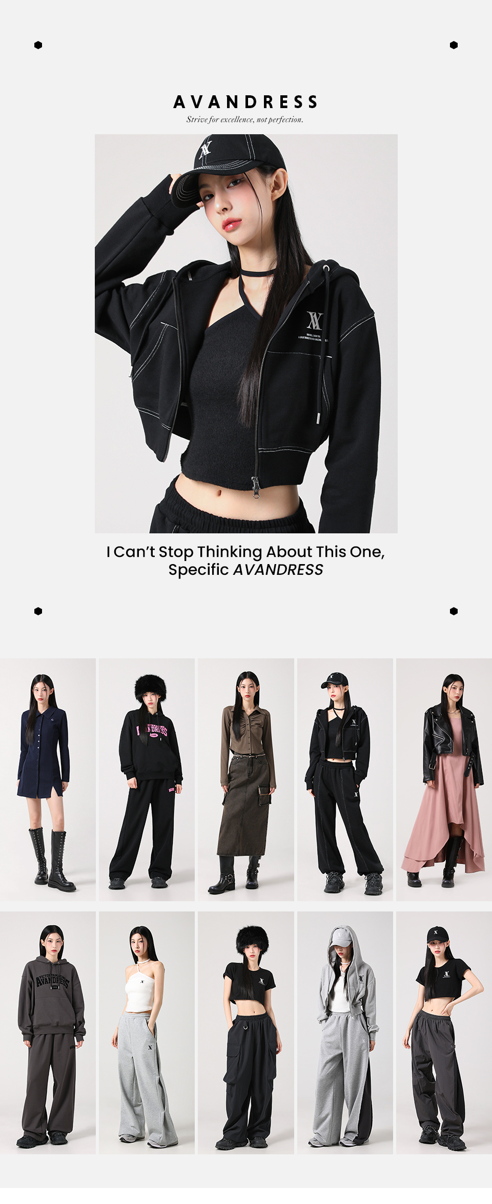 アウターその他 AVANDRESS SET AV LOGO CROP HOOD ZIPUP PANTS BLACK STITCH 어반드레스(AVANDRESS) [SET] AV LOGO CROP HOOD ZIP-UP & PANTS