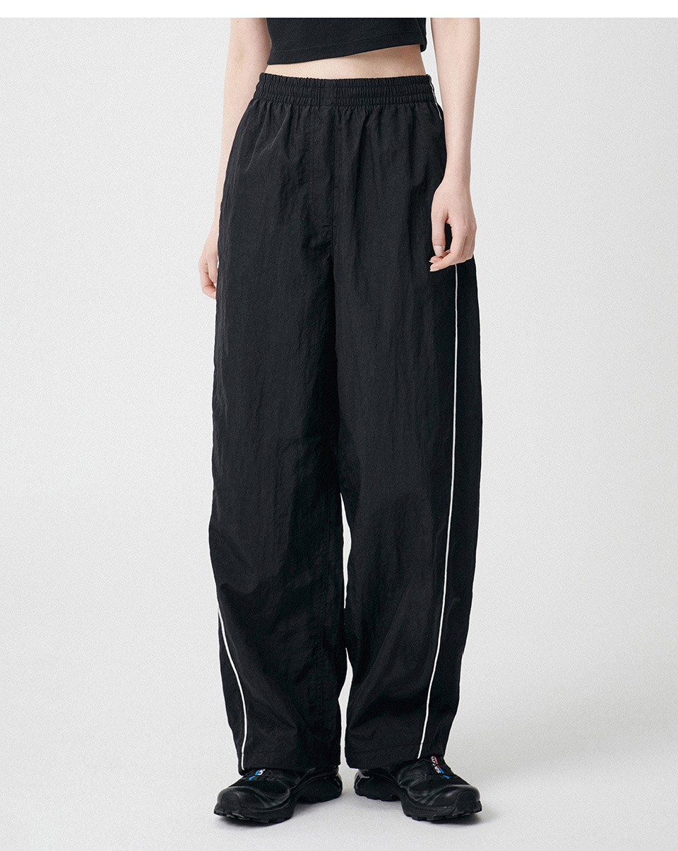 SIDE LINE WIDE TRACK PANTS - 4 COLORS BLACK