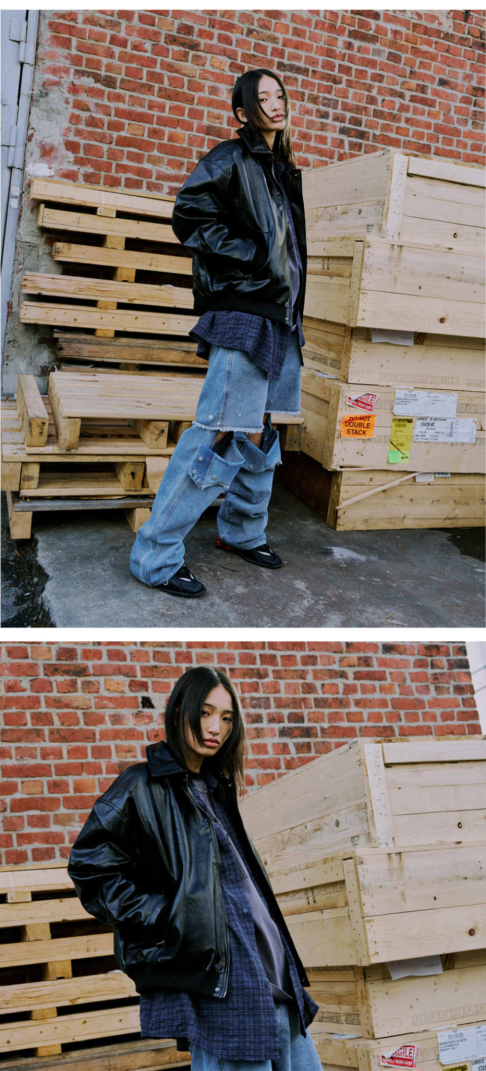 ジャケット・アウター SUPERSUB Leather Jumper musinsa MUSINSA | SUPERSUB Quilted Overfit Bomber Leather Jumper - Black
