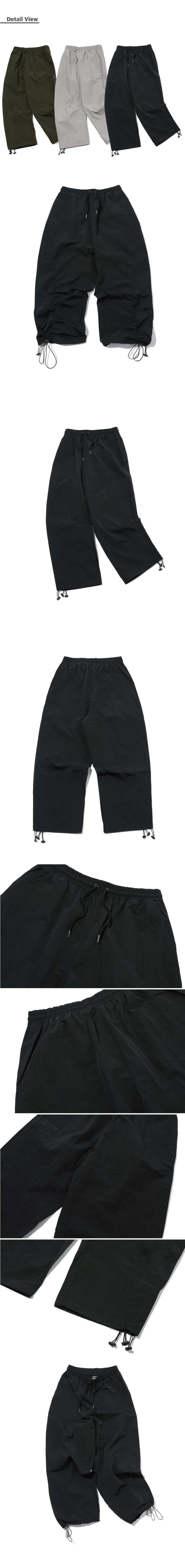 SHIRRING WIDE NYLON PANTS - 3 COLORS BLACK