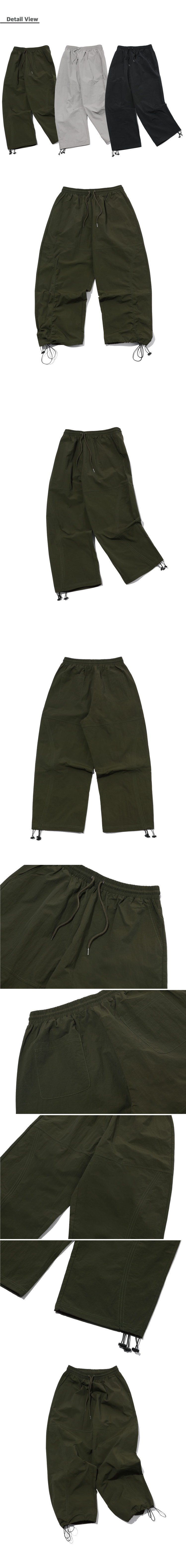 SHIRRING WIDE NYLON PANTS - 3 COLORS KHAKI