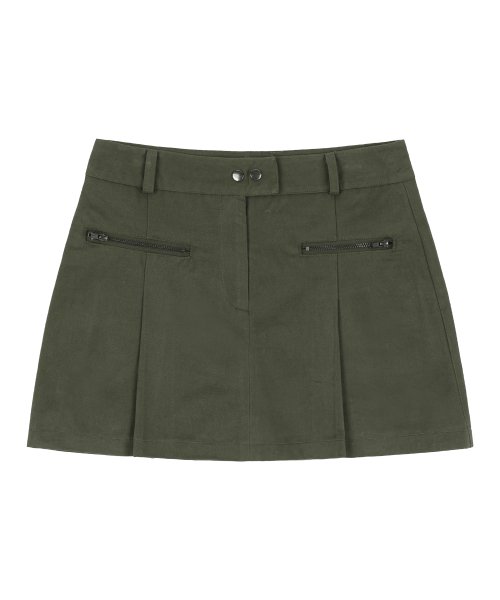 [NF] BIKER PINTUCK MINI SKIRT (KHAKI)_F24QD865