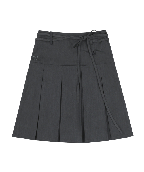 [NF] FORMAL BUTTON PLEATS MIDI SKIRT (GRAY)_F24QD871
