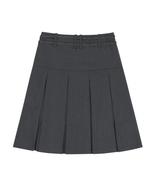 [NF] FORMAL BUTTON PLEATS MIDI SKIRT (GRAY)_F24QD871
