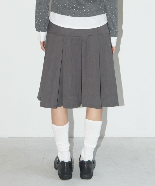 [NF] FORMAL BUTTON PLEATS MIDI SKIRT (GRAY)_F24QD871
