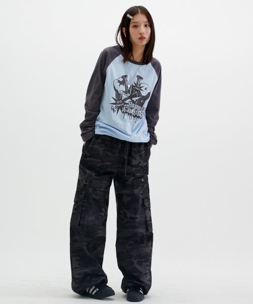RIPSTOP BANDING CARGO PANTS [BLACK CAMO]