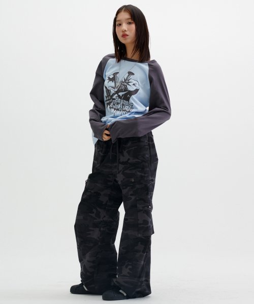 RIPSTOP BANDING CARGO PANTS [BLACK CAMO]